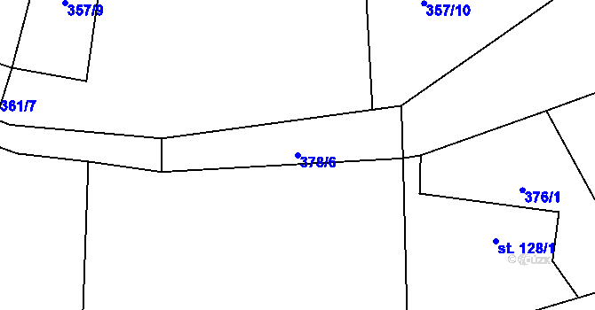 Parcela st. 378/6 v KÚ Klášter Hradiště nad Jizerou, Katastrální mapa