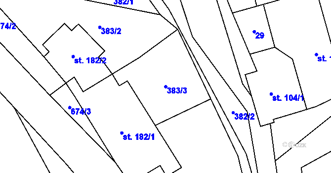 Parcela st. 383/3 v KÚ Klášter Hradiště nad Jizerou, Katastrální mapa