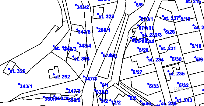 Parcela st. 674/1 v KÚ Klášter Hradiště nad Jizerou, Katastrální mapa