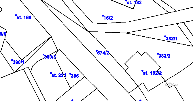 Parcela st. 674/2 v KÚ Klášter Hradiště nad Jizerou, Katastrální mapa