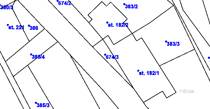 Parcela st. 674/3 v KÚ Klášter Hradiště nad Jizerou, Katastrální mapa