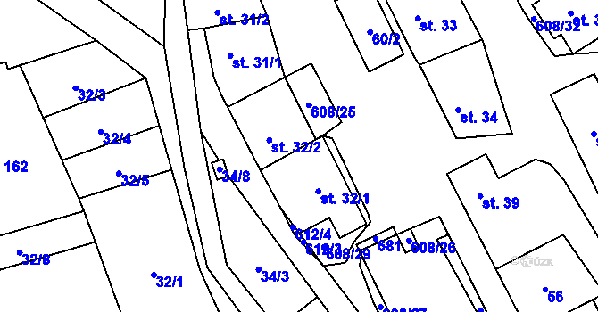 Parcela st. 32/3 v KÚ Klášter Hradiště nad Jizerou, Katastrální mapa