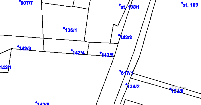 Parcela st. 142/5 v KÚ Klášter Hradiště nad Jizerou, Katastrální mapa