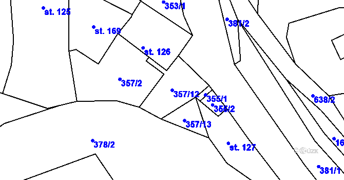 Parcela st. 357/12 v KÚ Klášter Hradiště nad Jizerou, Katastrální mapa