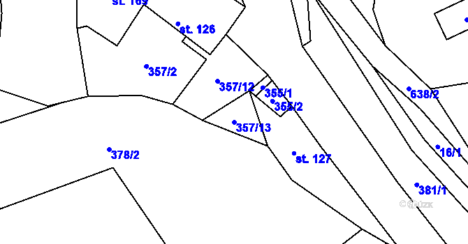 Parcela st. 357/13 v KÚ Klášter Hradiště nad Jizerou, Katastrální mapa