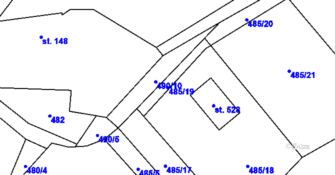 Parcela st. 485/19 v KÚ Klášter Hradiště nad Jizerou, Katastrální mapa