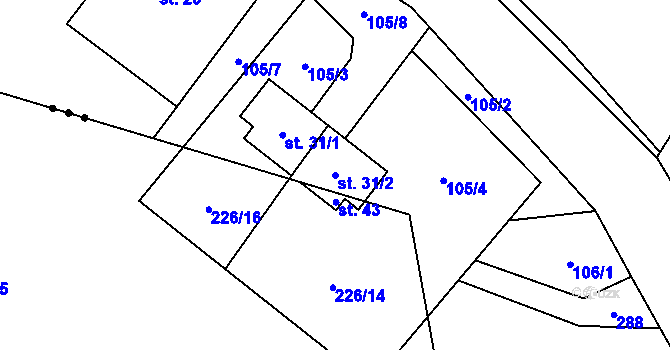 Parcela st. 31/2 v KÚ Arnoštka, Katastrální mapa