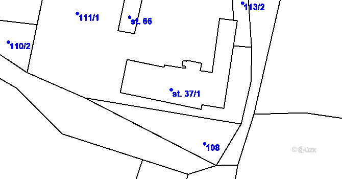 Parcela st. 37/1 v KÚ Klášterec u Vimperka, Katastrální mapa