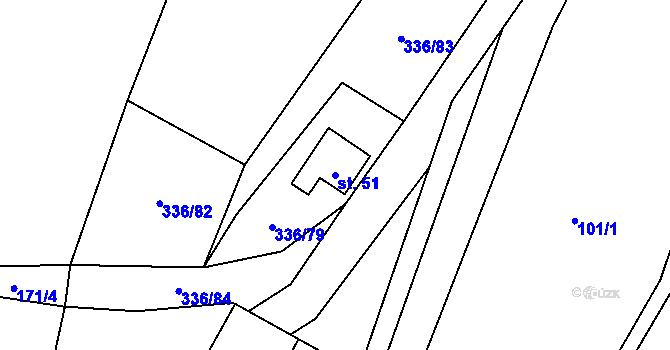 Parcela st. 51 v KÚ Klášterec u Vimperka, Katastrální mapa