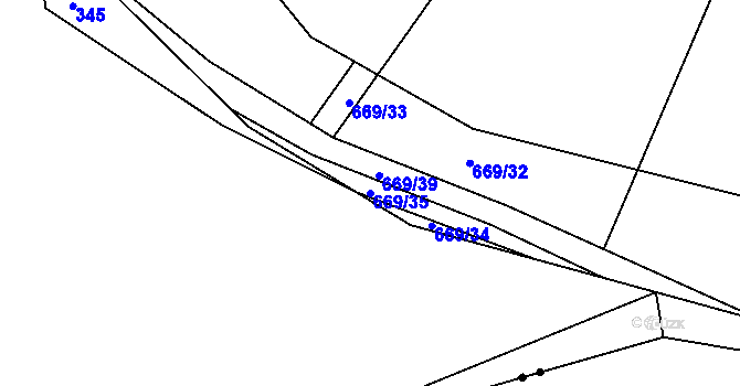 Parcela st. 669/35 v KÚ Klášterec u Vimperka, Katastrální mapa