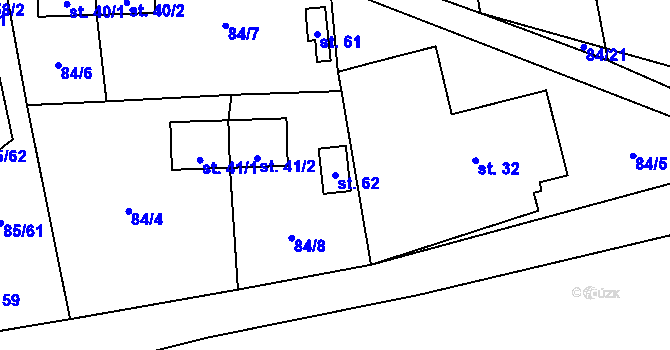 Parcela st. 62 v KÚ Lipka u Vimperka, Katastrální mapa
