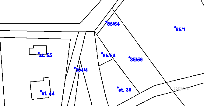 Parcela st. 85/54 v KÚ Lipka u Vimperka, Katastrální mapa
