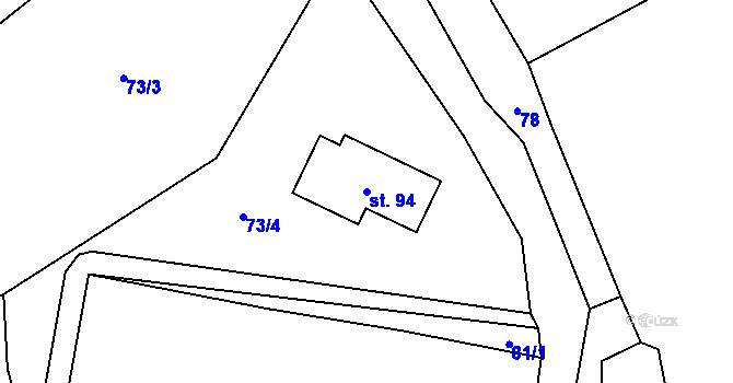 Parcela st. 94 v KÚ Lipka u Vimperka, Katastrální mapa