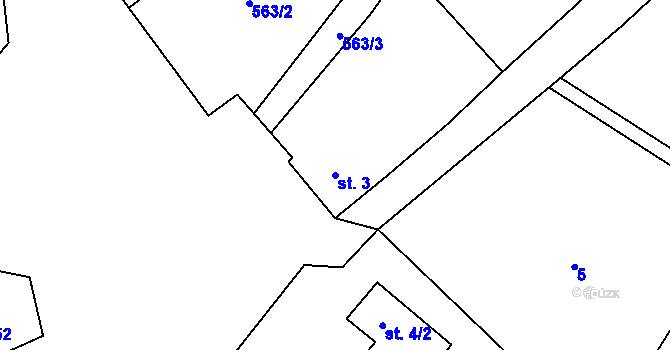 Parcela st. 3 v KÚ Skláře u Vimperka, Katastrální mapa