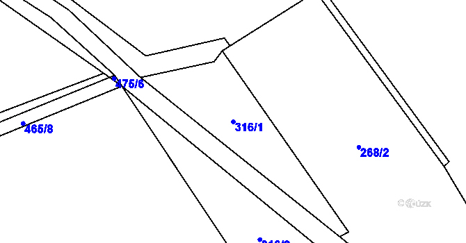 Parcela st. 316/1 v KÚ Solná Lhota, Katastrální mapa