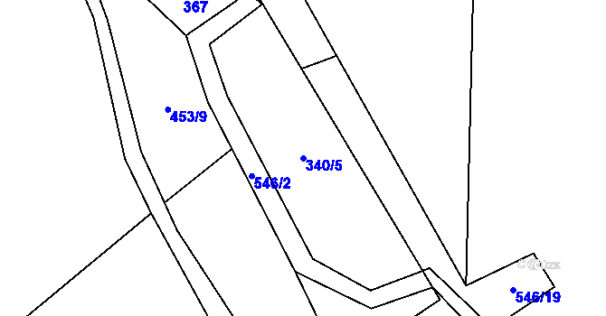 Parcela st. 340/5 v KÚ Solná Lhota, Katastrální mapa