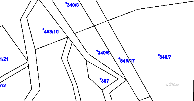 Parcela st. 340/6 v KÚ Solná Lhota, Katastrální mapa