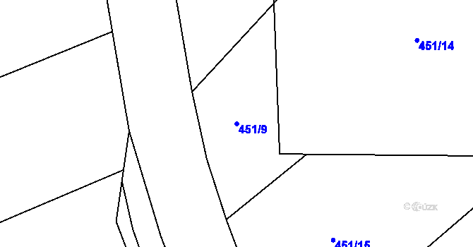 Parcela st. 451/9 v KÚ Solná Lhota, Katastrální mapa