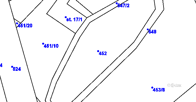 Parcela st. 452 v KÚ Solná Lhota, Katastrální mapa