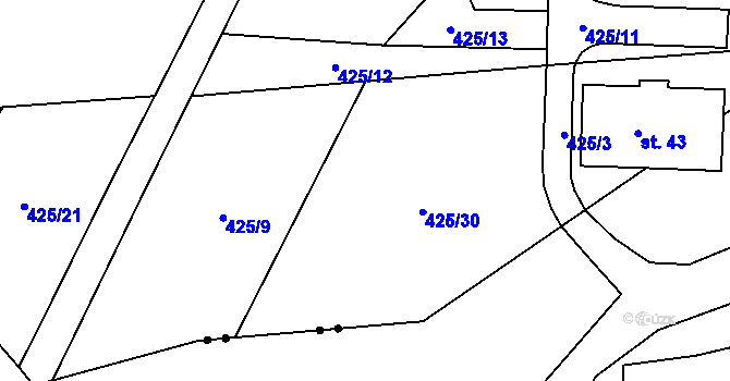 Parcela st. 425/9 v KÚ Solná Lhota, Katastrální mapa