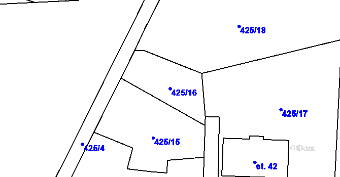 Parcela st. 425/16 v KÚ Solná Lhota, Katastrální mapa