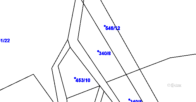 Parcela st. 340/8 v KÚ Solná Lhota, Katastrální mapa