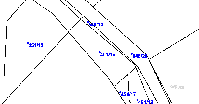 Parcela st. 451/16 v KÚ Solná Lhota, Katastrální mapa