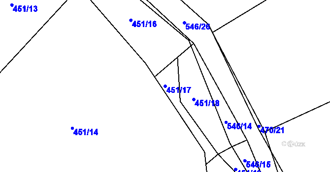 Parcela st. 451/17 v KÚ Solná Lhota, Katastrální mapa