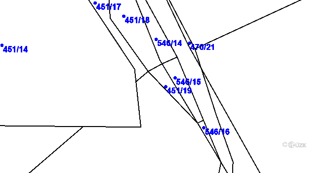 Parcela st. 451/19 v KÚ Solná Lhota, Katastrální mapa