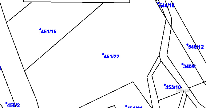 Parcela st. 451/22 v KÚ Solná Lhota, Katastrální mapa