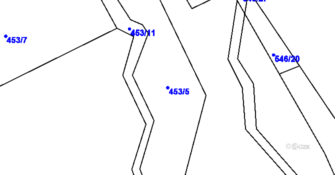 Parcela st. 453/5 v KÚ Solná Lhota, Katastrální mapa