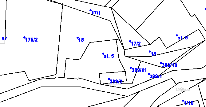 Parcela st. 5 v KÚ Klášterec, Katastrální mapa