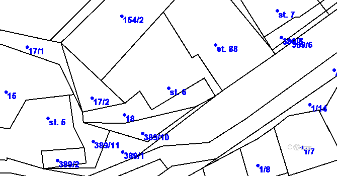 Parcela st. 6 v KÚ Klášterec, Katastrální mapa