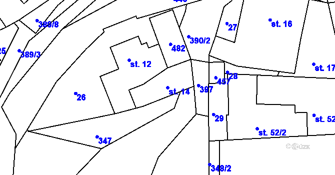 Parcela st. 14 v KÚ Klášterec, Katastrální mapa