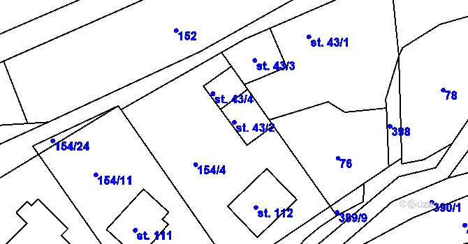 Parcela st. 43/2 v KÚ Klášterec, Katastrální mapa
