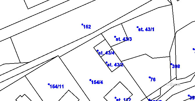 Parcela st. 43/4 v KÚ Klášterec, Katastrální mapa