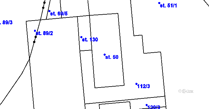 Parcela st. 50 v KÚ Klášterec, Katastrální mapa