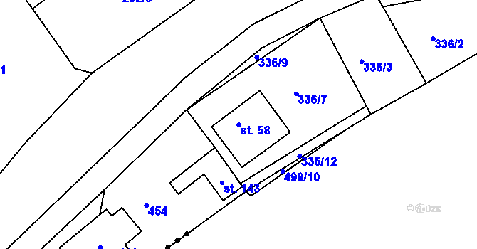 Parcela st. 58 v KÚ Klášterec, Katastrální mapa