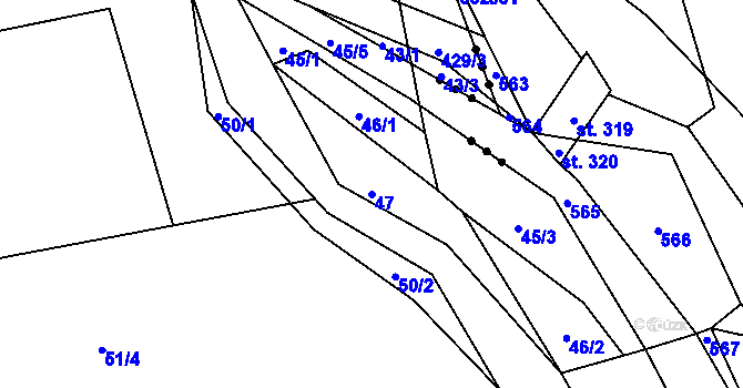 Parcela st. 47 v KÚ Klášterec, Katastrální mapa