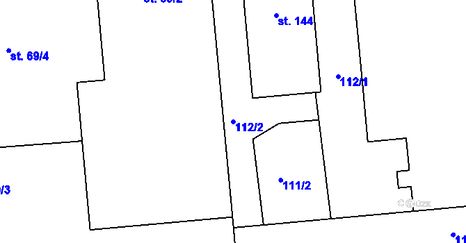 Parcela st. 112/2 v KÚ Klášterec, Katastrální mapa