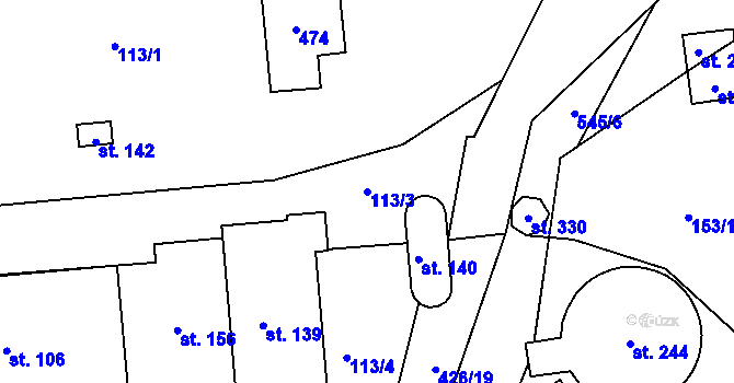 Parcela st. 113/3 v KÚ Klášterec, Katastrální mapa