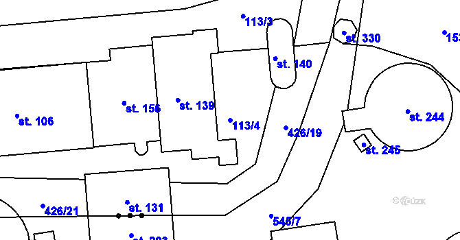 Parcela st. 113/4 v KÚ Klášterec, Katastrální mapa