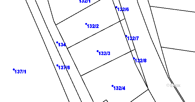 Parcela st. 132/3 v KÚ Klášterec, Katastrální mapa