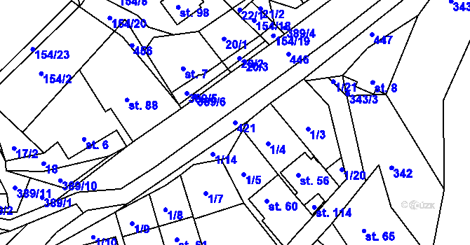 Parcela st. 421 v KÚ Klášterec, Katastrální mapa