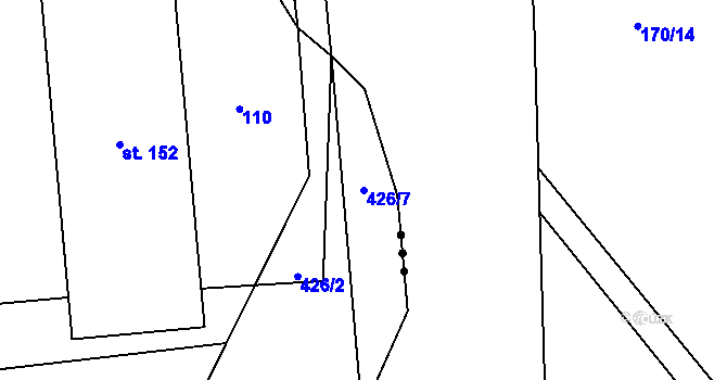 Parcela st. 426/7 v KÚ Klášterec, Katastrální mapa