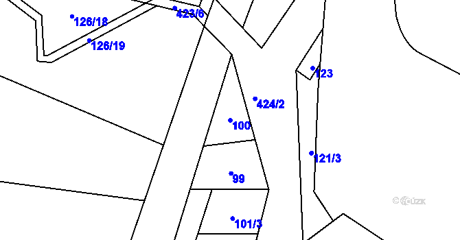 Parcela st. 100 v KÚ Klášterec, Katastrální mapa