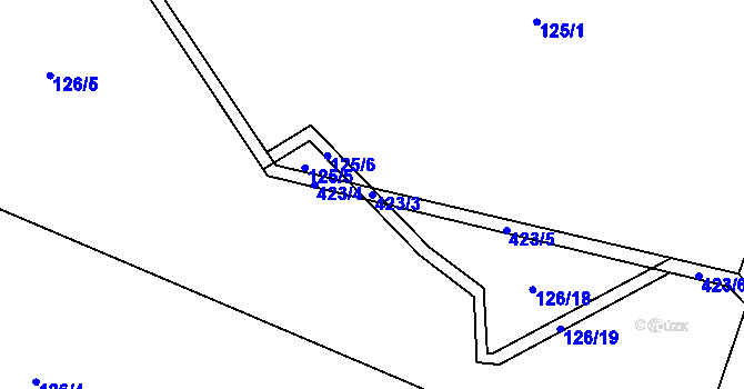 Parcela st. 423/3 v KÚ Klášterec, Katastrální mapa