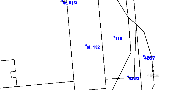 Parcela st. 152 v KÚ Klášterec, Katastrální mapa