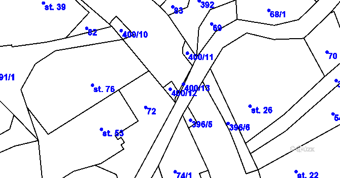 Parcela st. 400/12 v KÚ Klášterec, Katastrální mapa