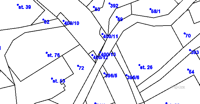 Parcela st. 400/13 v KÚ Klášterec, Katastrální mapa